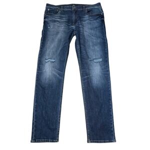 7 For All Mankind Men's Dark Wash Distressed Straight Leg Jeans 38X32 A Pocket